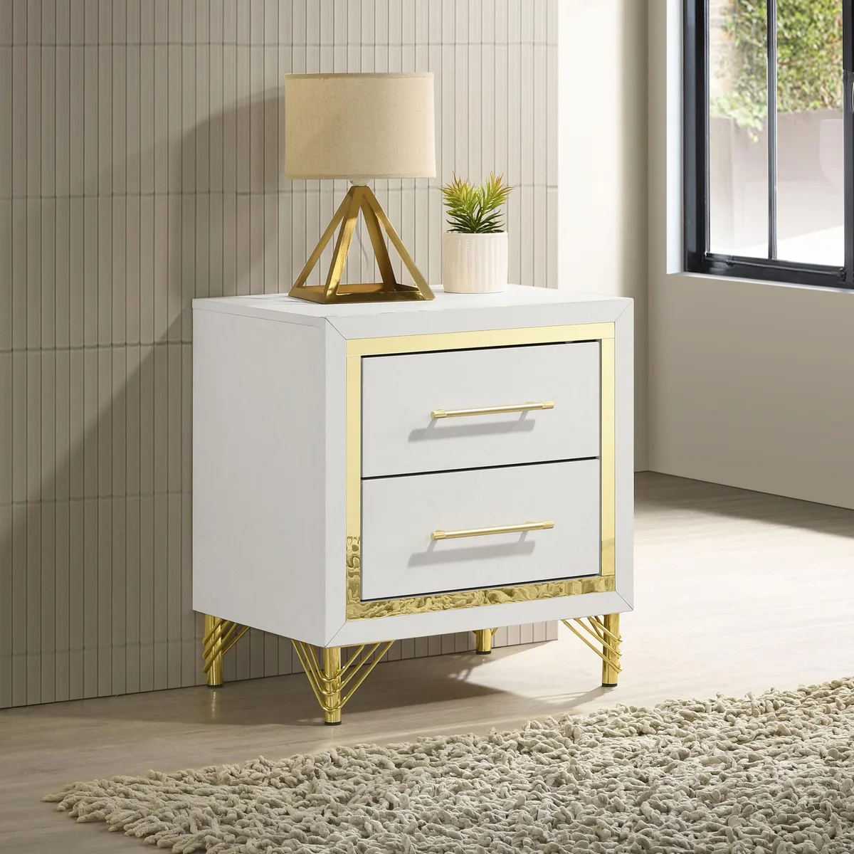 tuphen tuphen Chesney White 2-Drawer Nightstand Bedroom Set 24.25"H 21.75"W 16.25"D — product photo