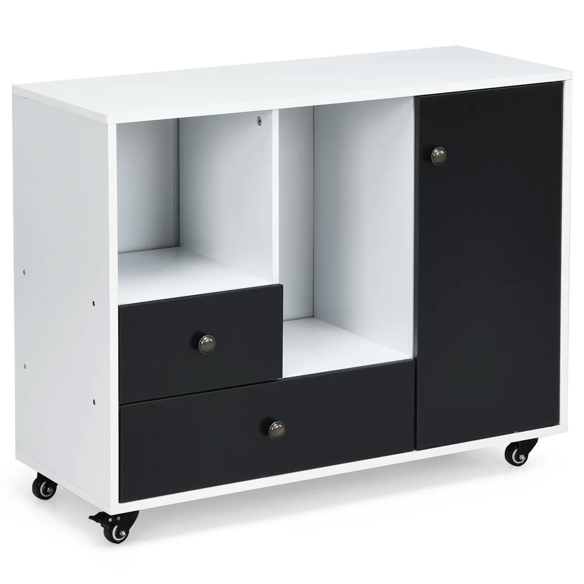 SlickBlue SlickBlue Lateral Mobile Filing Cabinet 2 Drawers White Black 35.5" x 14" x 27.5 — product photo
