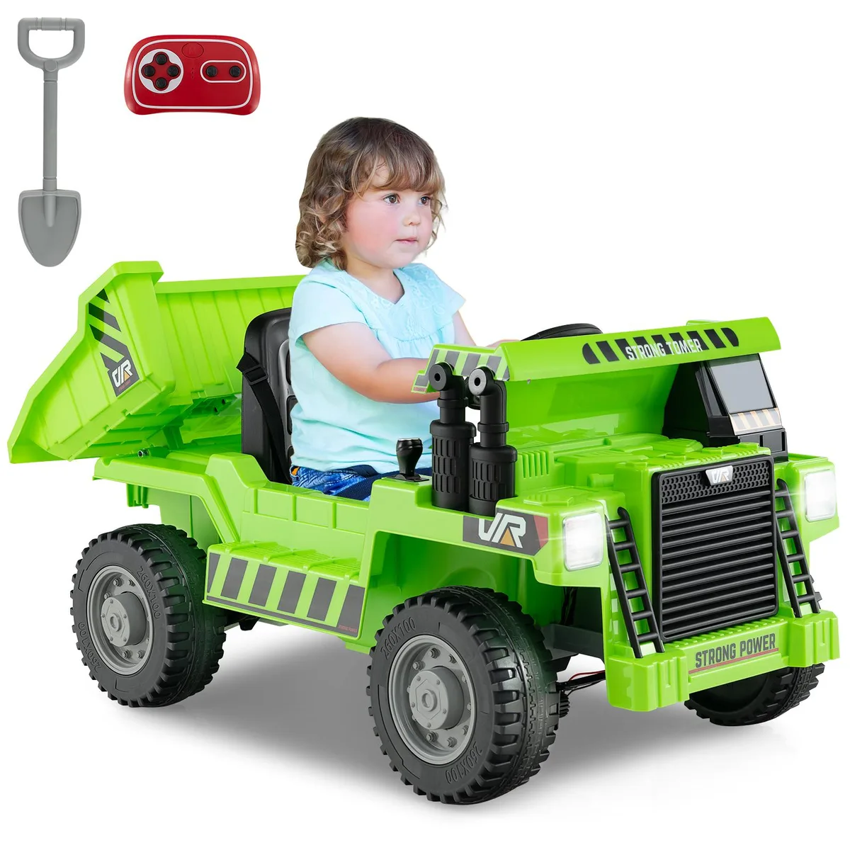 SlickBlue SlickBlue 12V Ride-On Dump Truck Green 48" x 25" x 22"-25 — product photo