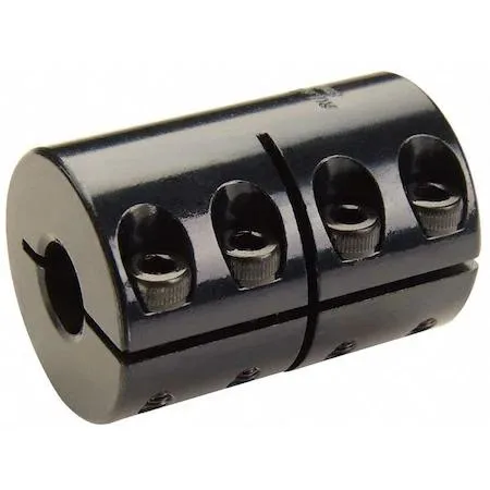 One-piece carbon steel rigid shaft coupling with 1 inch and 3/4 inch round bores