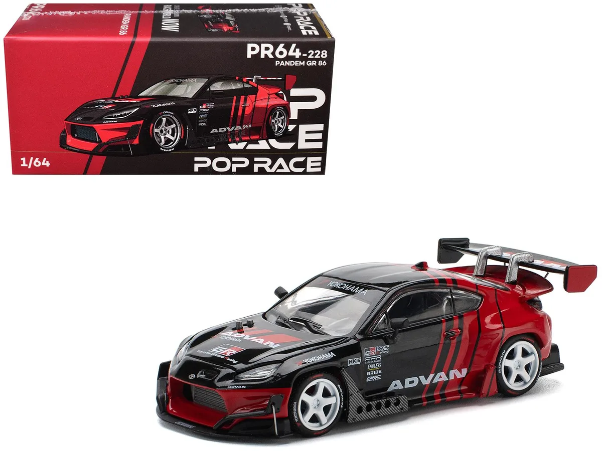 Pop Race Pop Race Toyota Pandem GR86 "Advan" Black Red 1/64 Diecast — product photo