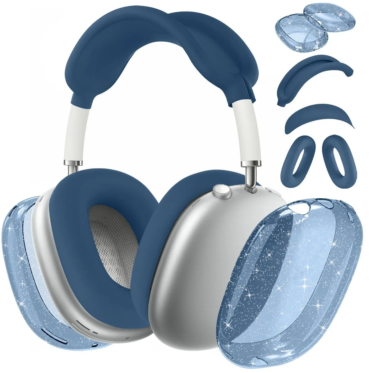 BoYata BoYata 4-in-1 Silicone TPU Case for AirPods Max Glitter Deepblue 2 in 1 accessory — product photo