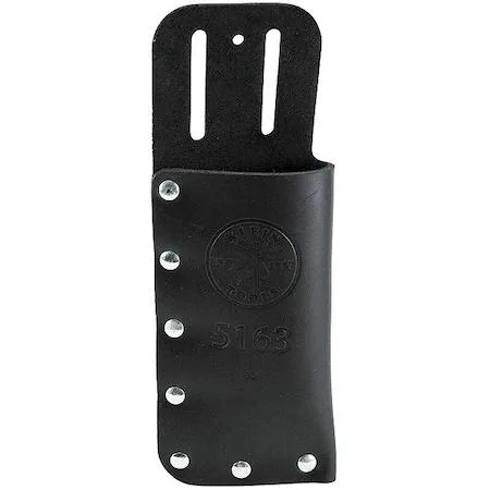Black leather tool pouch with single open pocket on belt loop