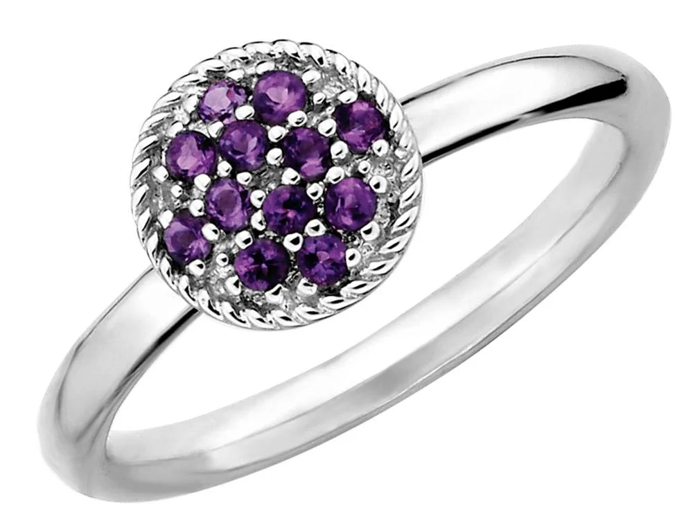 Gem &amp; Harmony Gem &amp; Harmony 1/5 Carat Amethyst Cluster Ring 925 Sterling Silver .2ctw 10+ Stones — product photo