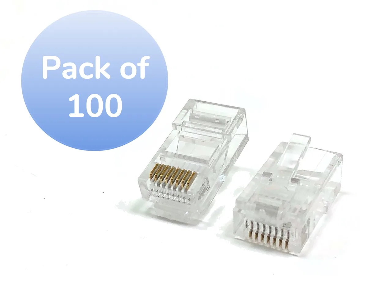 Micro Connectors Micro Connectors C20-088L5-100 Cat5E RJ45 Modular Connectors 100-Pack — product photo