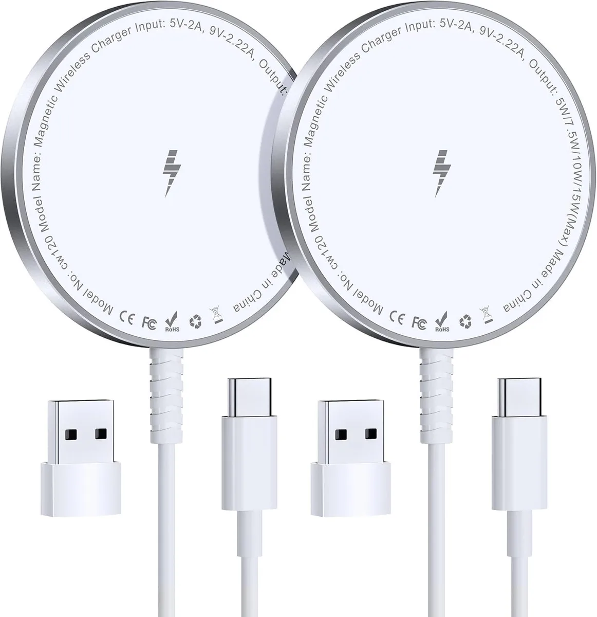 PISKEKAT PISKEKAT Magnetic Wireless Charger 2 Pack iPhone 12 13 14 15 AirPods — product photo
