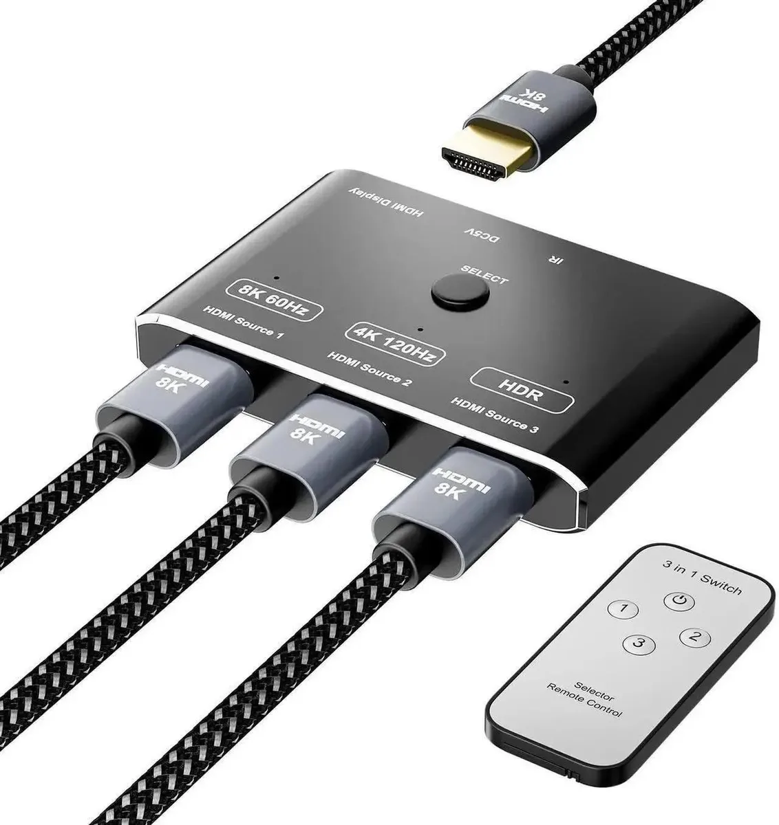 SMUGDESK SMUGDESK 3×1 HDMI 2.1 Switch HDR 3D Directional Selector 48Gbps 8K@60Hz 4K@120Hz — product photo