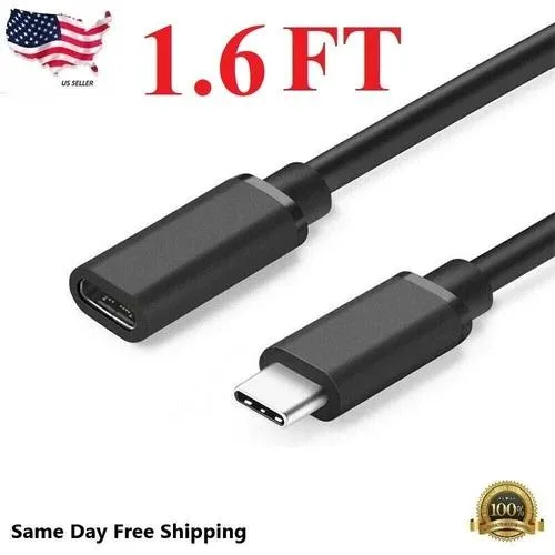 NShi NShi USB 3.1 Type C Male to Female Extension Cable 20 inches Black — product photo