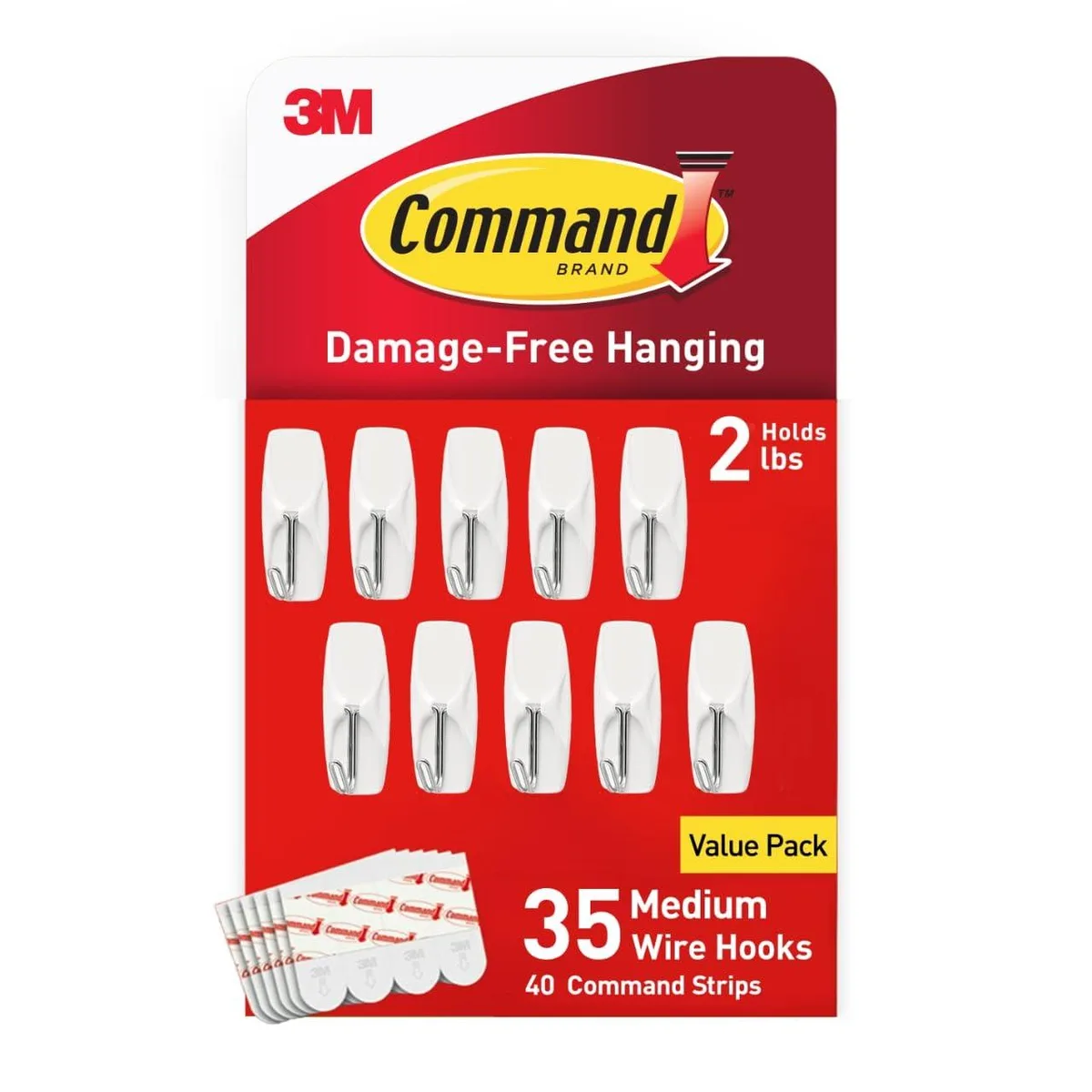  Command Medium Wire Toggle Hooks, 35 hooks, 40 strips — product photo