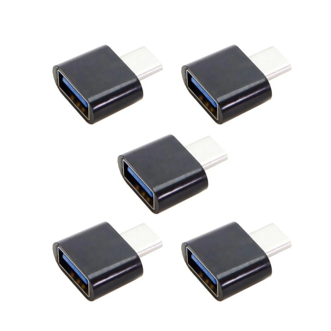 LORDWORLD LORDWORLD 5 Pack USB-C Male to USB 2.0 Female OTG Adapter Black — product photo