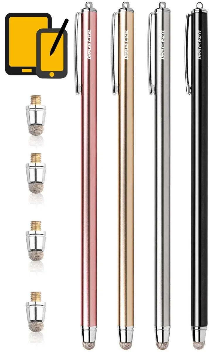 Jet Black capacitive stylus 7.5 in long with four fiber tips