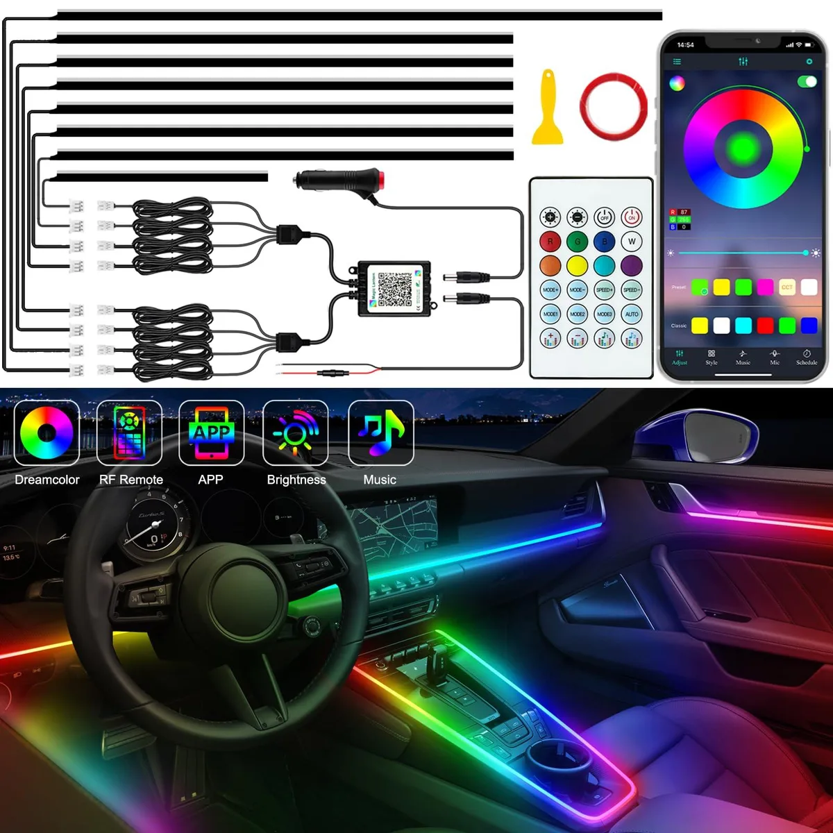  Jushope 8-in-1 Acrylic LED Ambient Lighting Kit (800 LED) — product photo