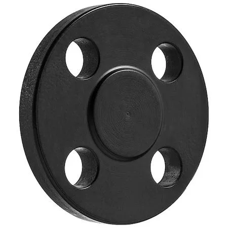 Black coated steel blind flange raised face 4 inch nominal pipe size flanged by blind eight bolt holes class 600