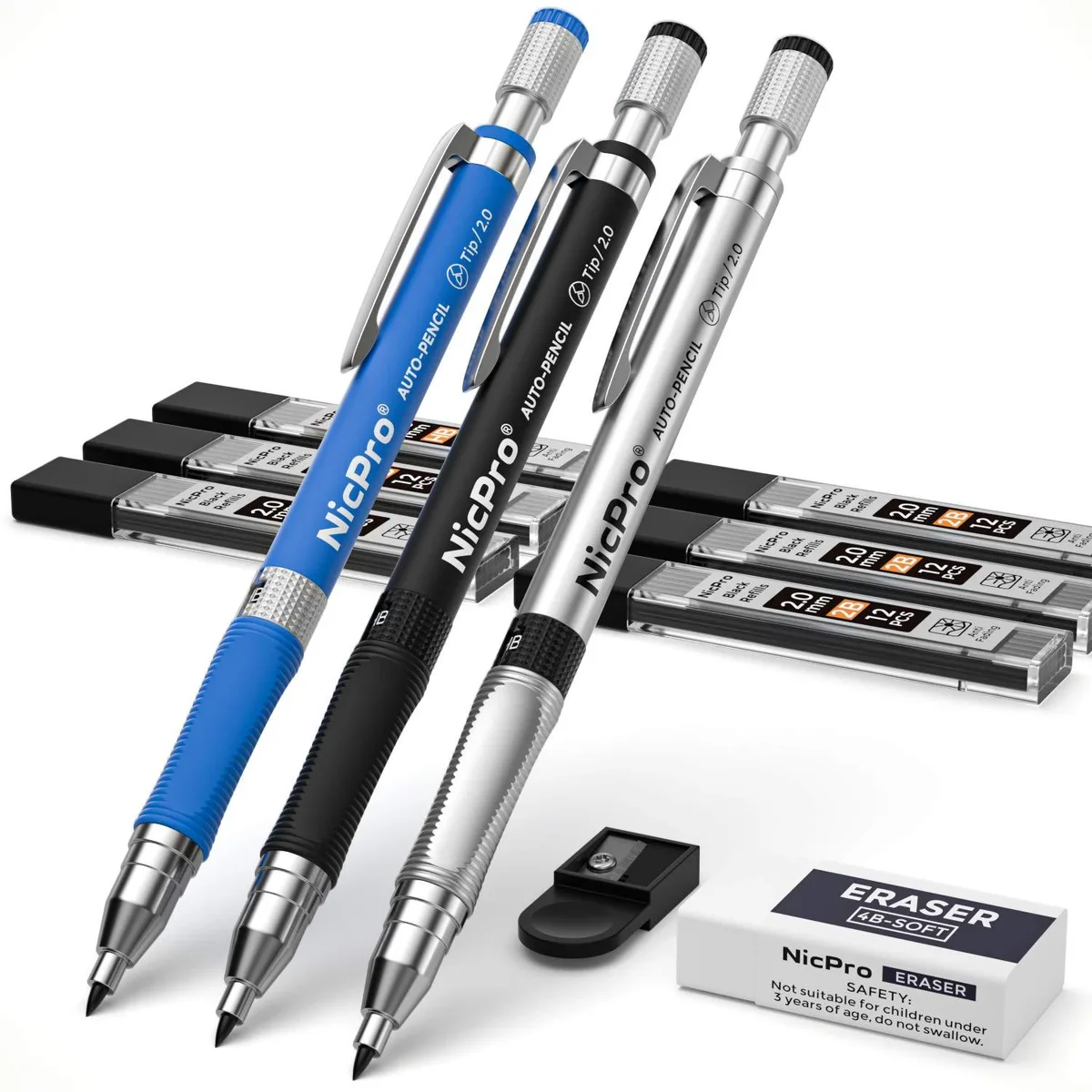  Nicpro MG160 11-piece 2.0 mm mechanical pencil set — product photo