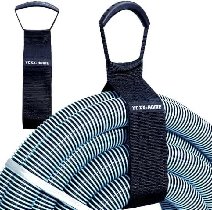 Two black polypropylene cord wraps with hook-and-loop straps and carrying handles
