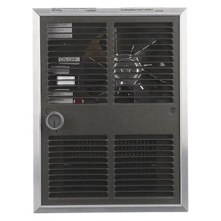 Recessed wall heater with brown aluminium grille, 10 by 13 inches