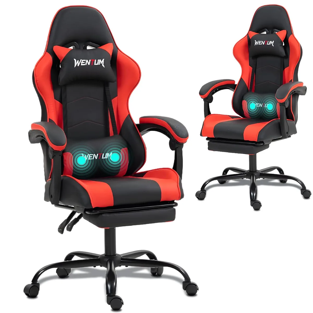 Fantasylab Fantasylab Gaming Chair Red 90-135° Recline Linkage Armrests Footrest 330 lbs — product photo