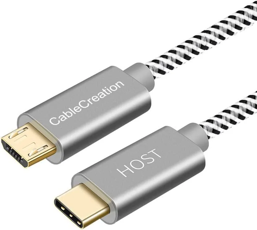 CableCreation CableCreation USB-C to Micro-USB Braided OTG Cable 2m 480Mbps Space Gray — product photo