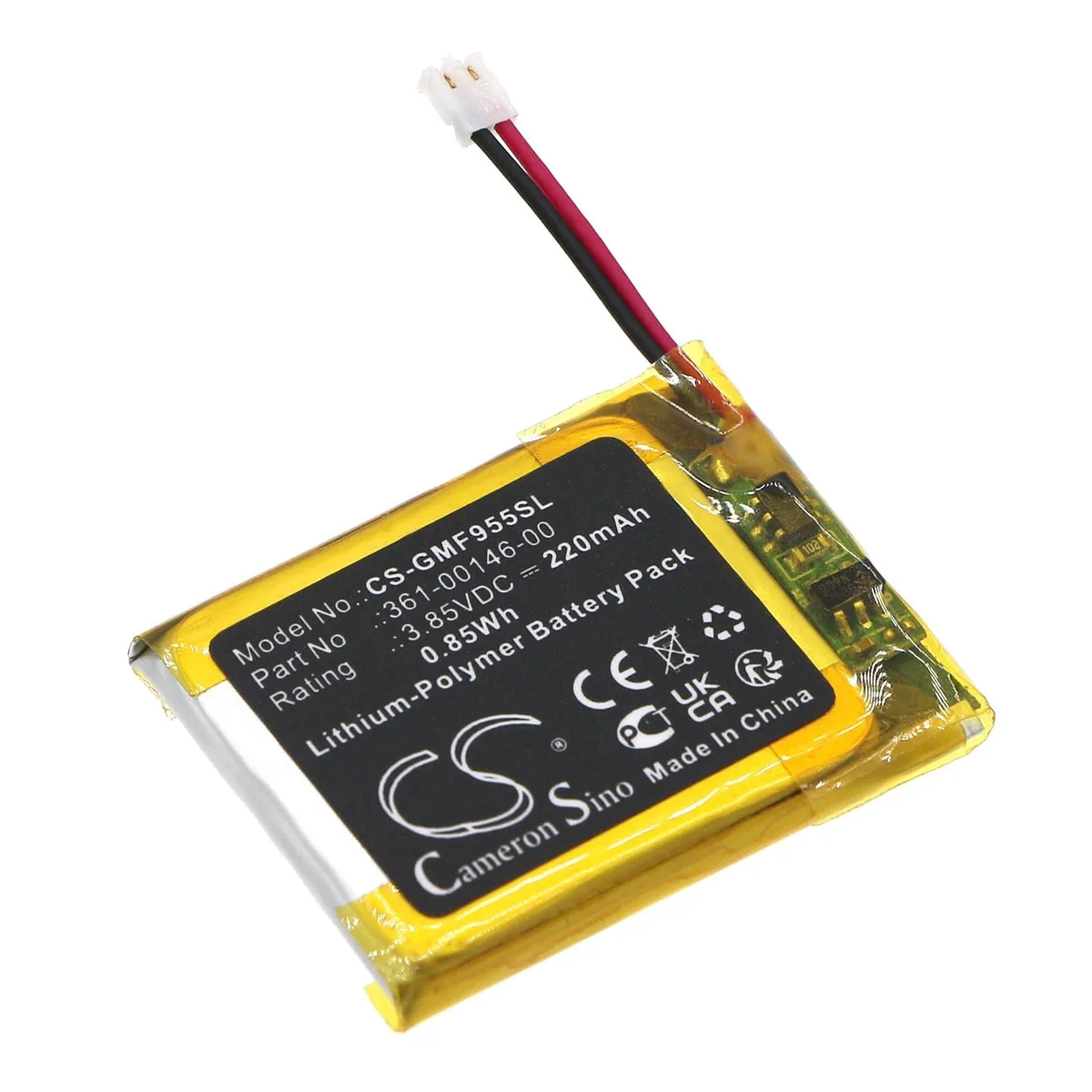  Cameron Sino Battery for Garmin Forerunner 955 Solar 361-00146-00 220mAh 3.85V — product photo