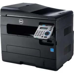 White rectangular desktop laser multifunction printer with flatbed scanner lid and front paper tray