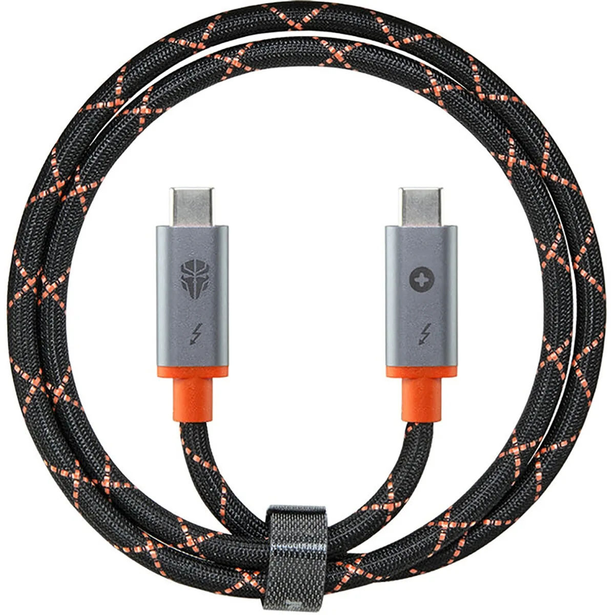 Black Thunderbolt cable with woven fabric, USB-C male connectors, 29.5 inch length