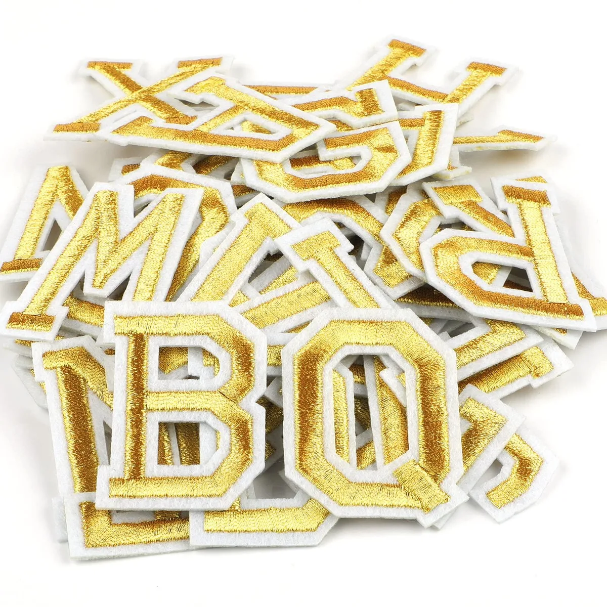  NIUBIER Y-123 Iron-On Letter Patches 52 pcs Gold — product photo