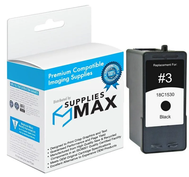 SuppliesMax SuppliesMax Remanufactured Inkjet Cartridge Lexmark 18C1530 Black — product photo