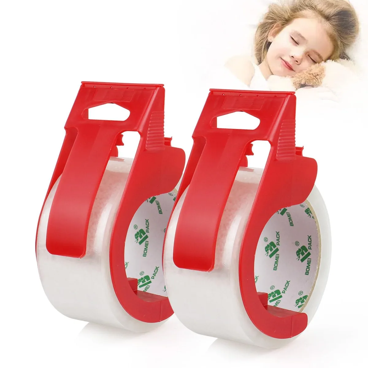  Royal Clear Noiseless Packing Tape 2.4mil 1.88" x 60yd 2 Rolls + 2 Red Dispensers — product photo