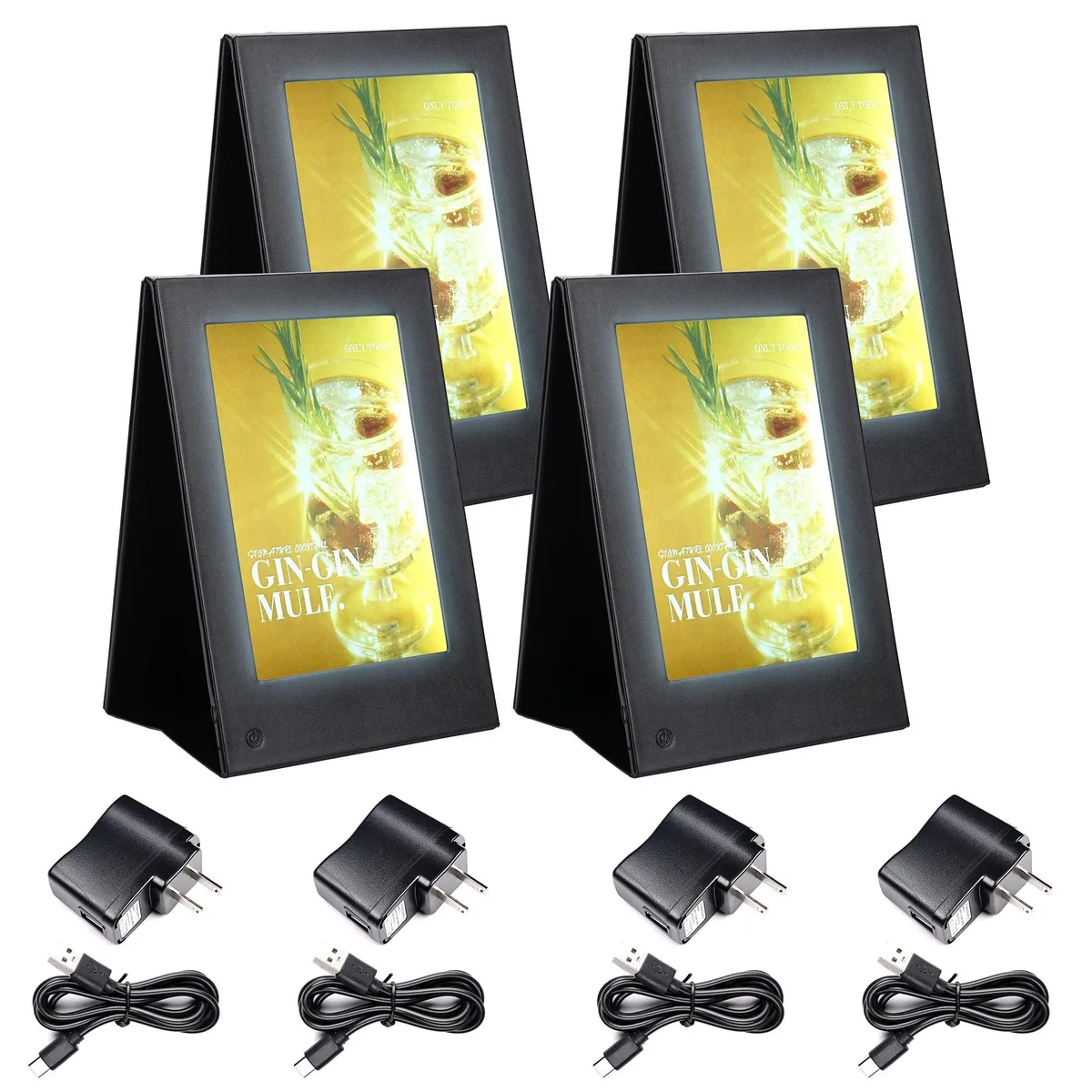Yescom USA, Inc. Yescom USA, Inc. 26MNC025-T2A5X4 LED Backlit Menu Cover 4 Pack A5 6.3"x9.4" accessory — product photo