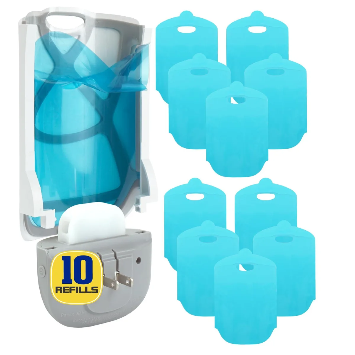 Box containing ten white rectangular adhesive refill cartridges