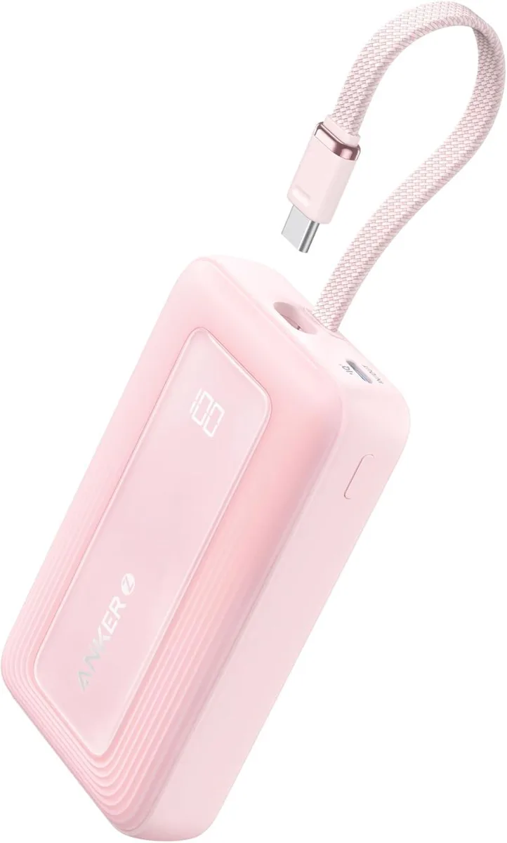 Anker Anker Zolo Power Bank 10,000mAh 30W Built-in USB-C Cable Pink — product photo