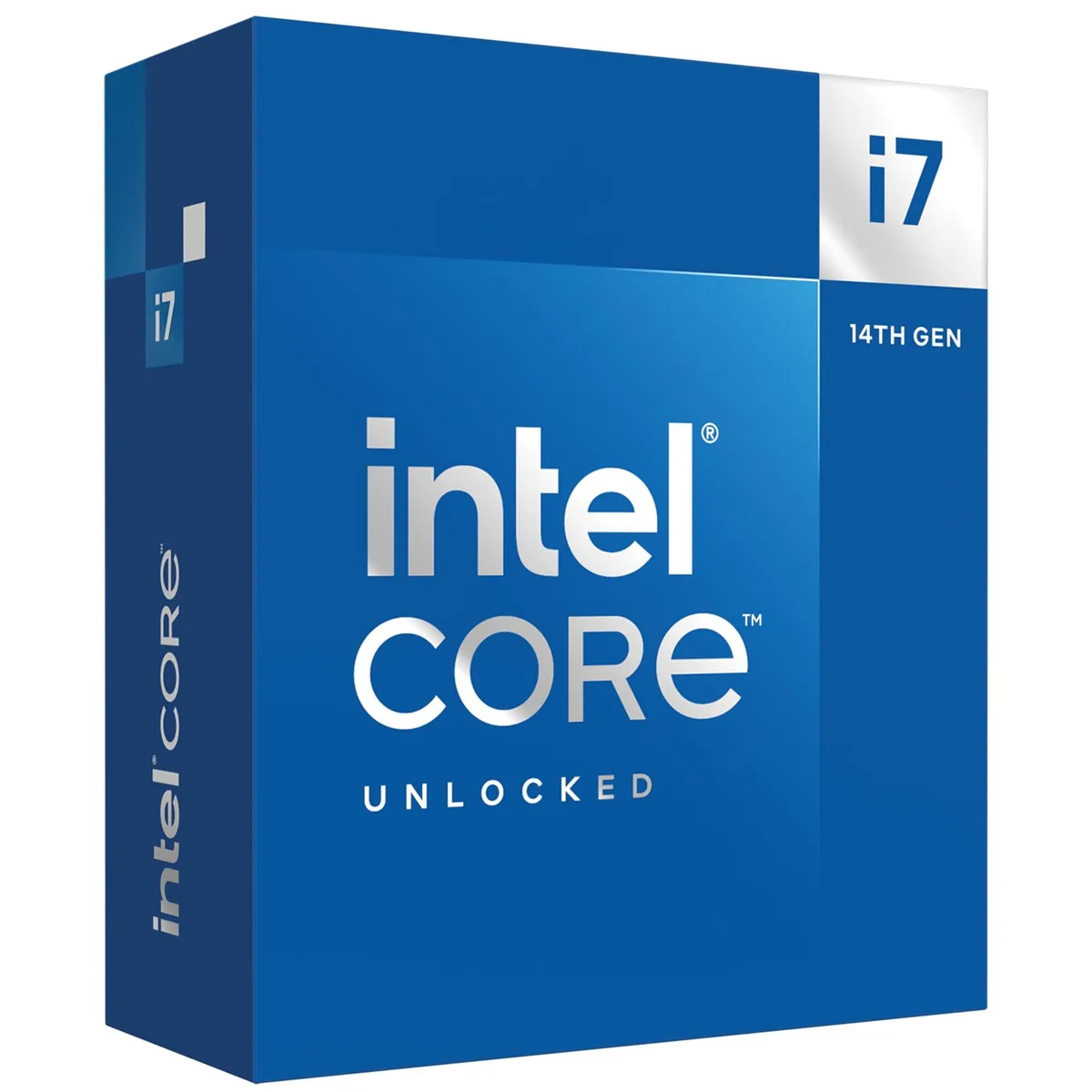Intel Core i7-14700K desktop processor in green and silver packaging