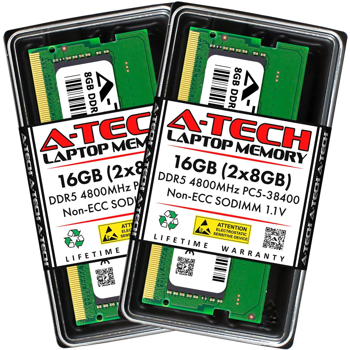 A-Tech A-Tech 16GB (2x8GB) DDR5 4800MHz CL40 1.1V 262-Pin SODIMM Laptop RAM — product photo