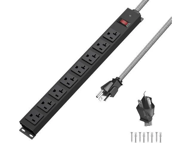 LORDWORLD LORDWORLD 20A 8-Outlet Metal Power Strip 1200J Surge 12AWG — product photo