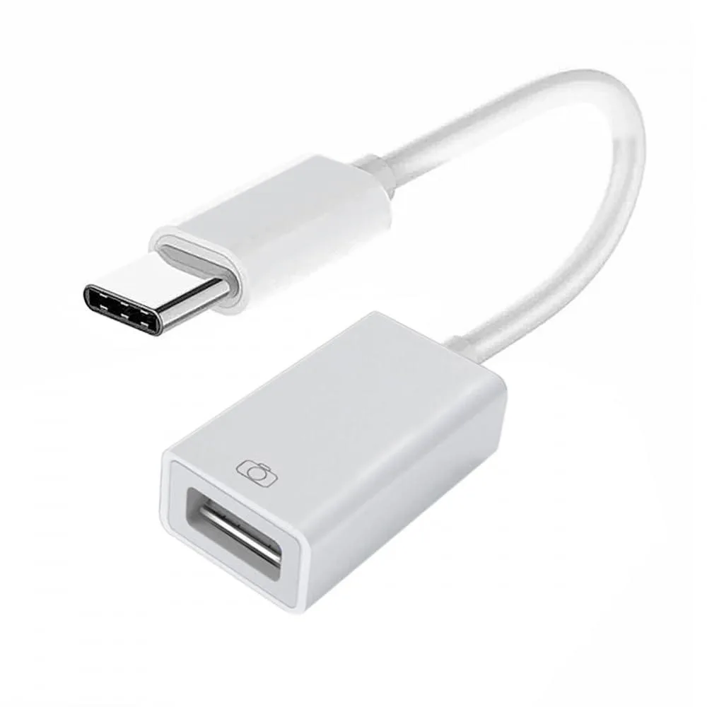 Small silver USB-C male to USB-A female adapter, 11 grams