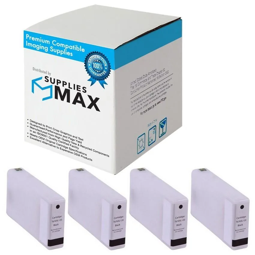 SuppliesMax SuppliesMax T676XL 4-pack black remanufactured inkjet cartridges 2400 pages — product photo