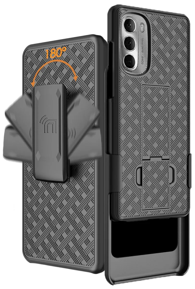 Nakedcellphone Nakedcellphone Kickstand Case + Belt Clip Holster Combo for Moto G Stylus 5G (2022) Black — product photo