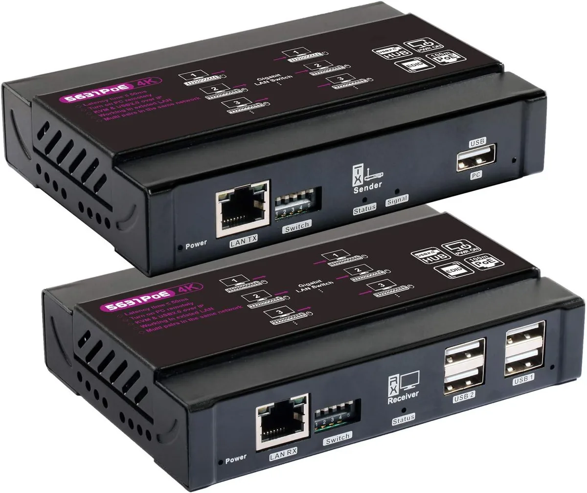 WUQ WUQ 4K HDMI KVM USB Extender 100m 4 Port USB 2.0 PoE Purple — product photo