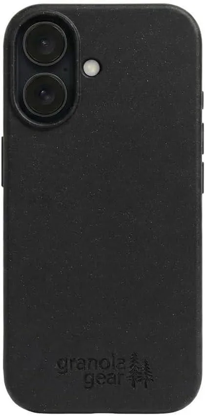 Black stone biodegradable phone case for iPhone 17, plant-based matte finish