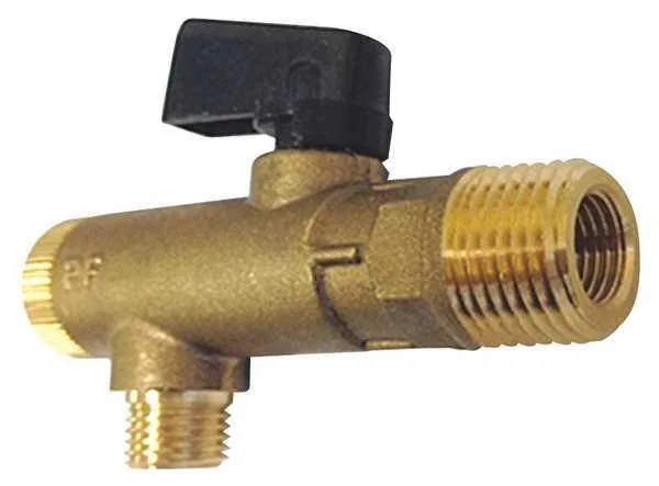 Brass filter ball valve with lever handle, quarter-inch drain port