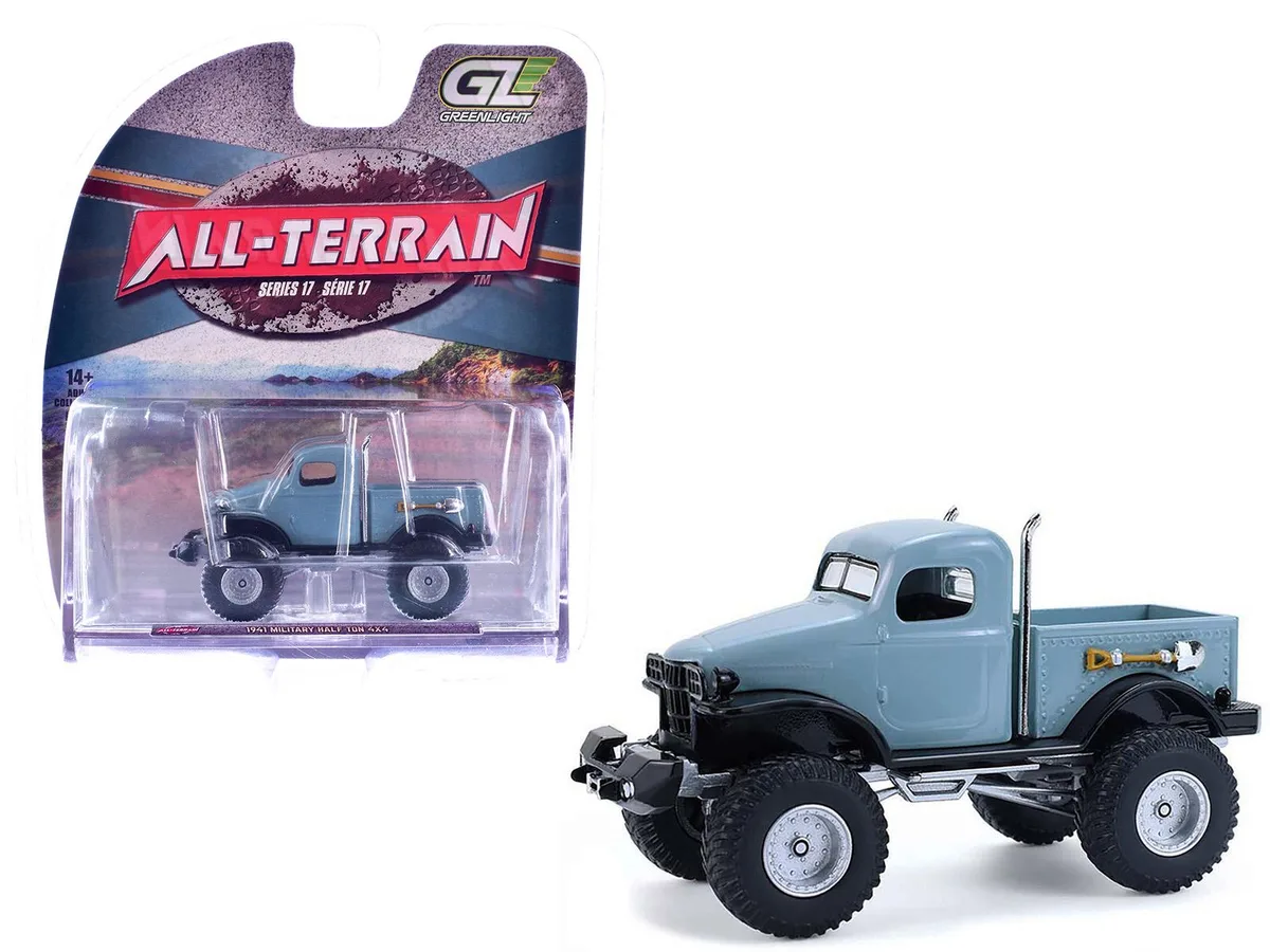 GREENLIGHT GREENLIGHT 1941 Military Half Ton 4x4 Truck Slate Blue "All Terrain" Series 17 1/64 Diecast Hobby Collectible — product photo