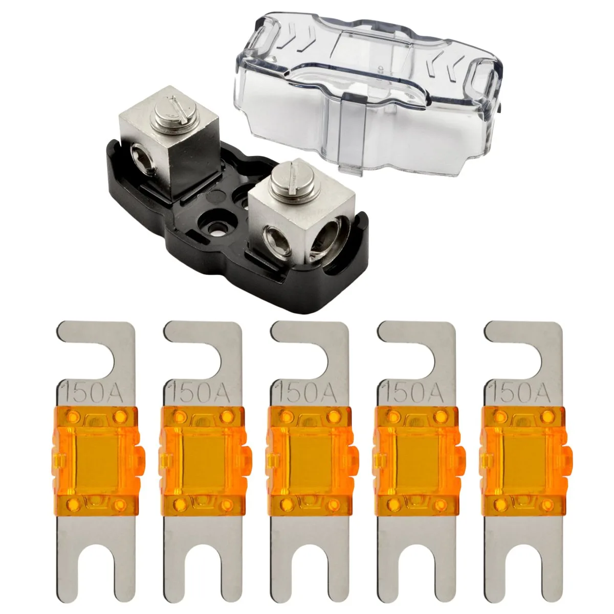 The Wires Zone The Wires Zone MANLFH-48 Fuse Holder 4-8 Gauge 150A 5-Pack — product photo