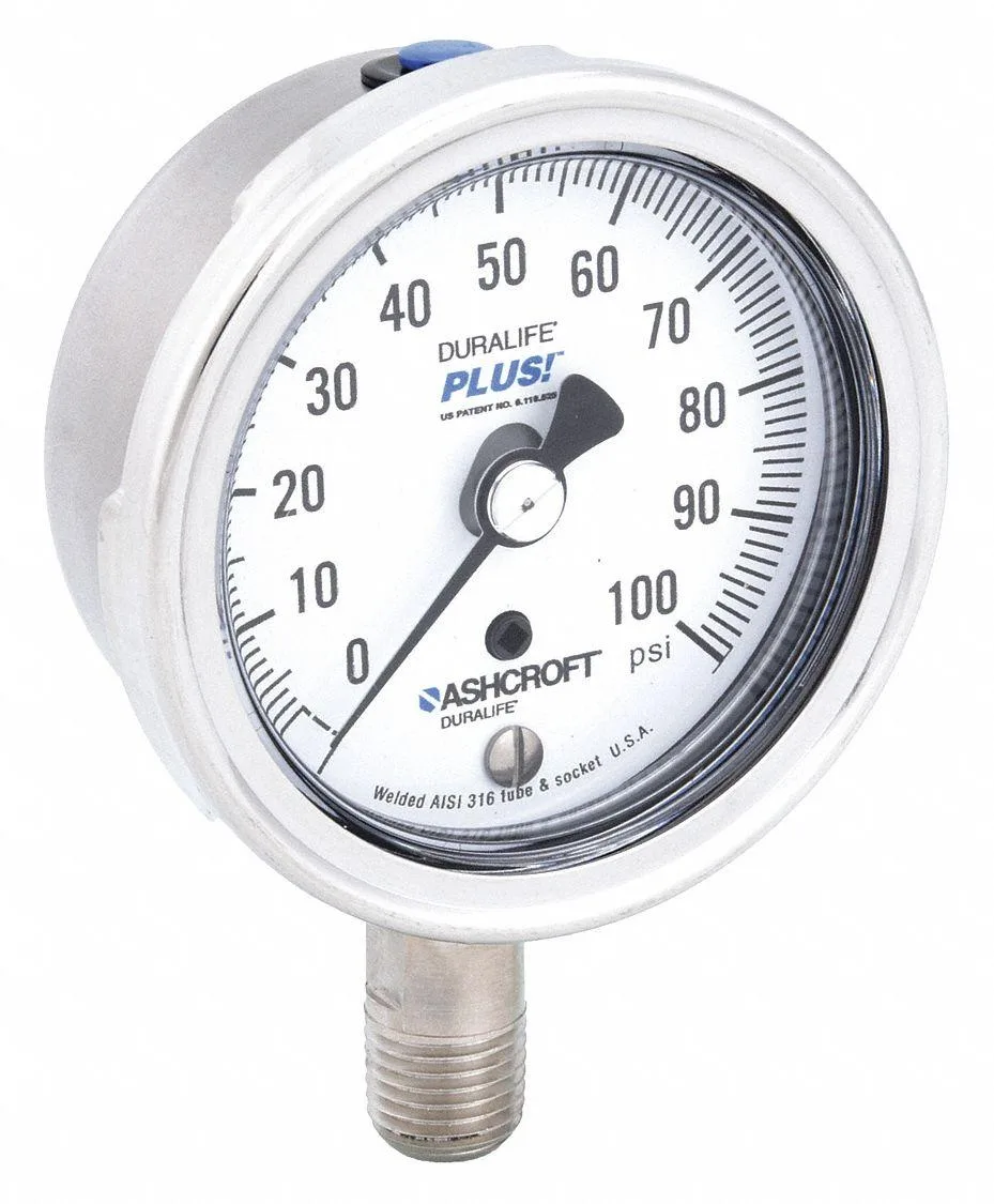 Ashcroft Ashcroft 251009SW02LXLL100 2 1/2 in Industrial Pressure Gauge 0 to 100 psi — product photo