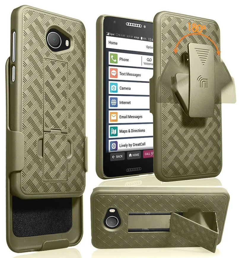 Nakedcellphone Nakedcellphone Gold Kickstand Case + Belt Clip Holster for GreatCall Jitterbug Smart2 5049 — product photo