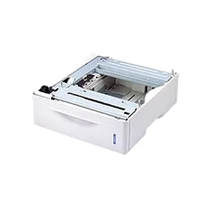 White rectangular paper tray unit with front loading slot and side panels
