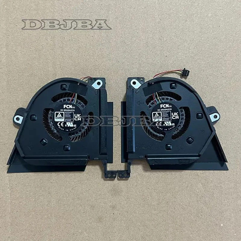 Small black laptop cooling fan with plastic housing and wire connector