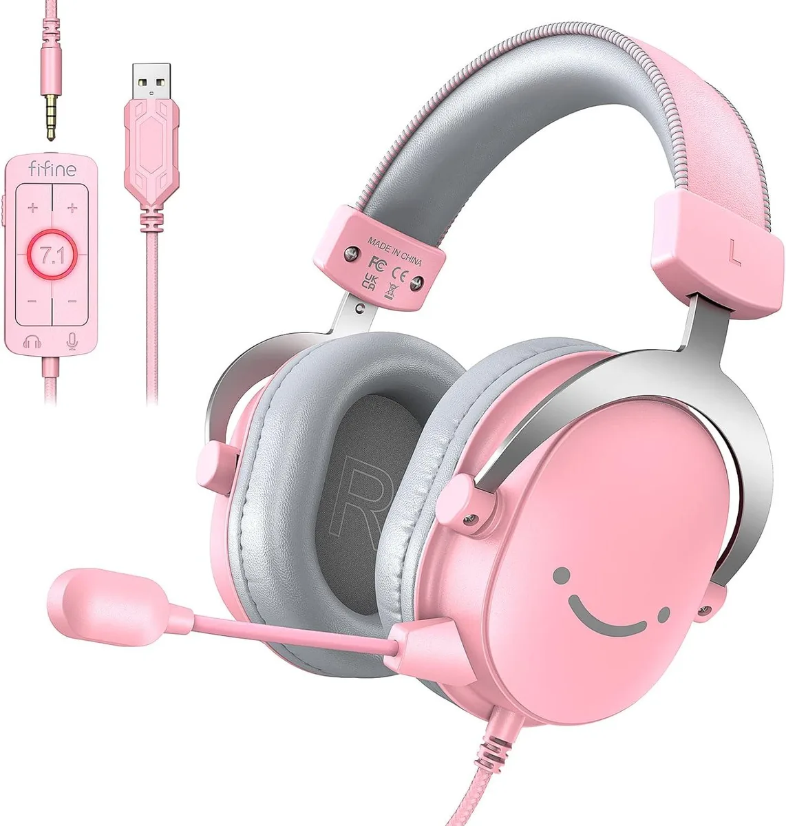 FIFINE FIFINE H9 Pink Wired Gaming Headset 7.1 3.5mm — product photo