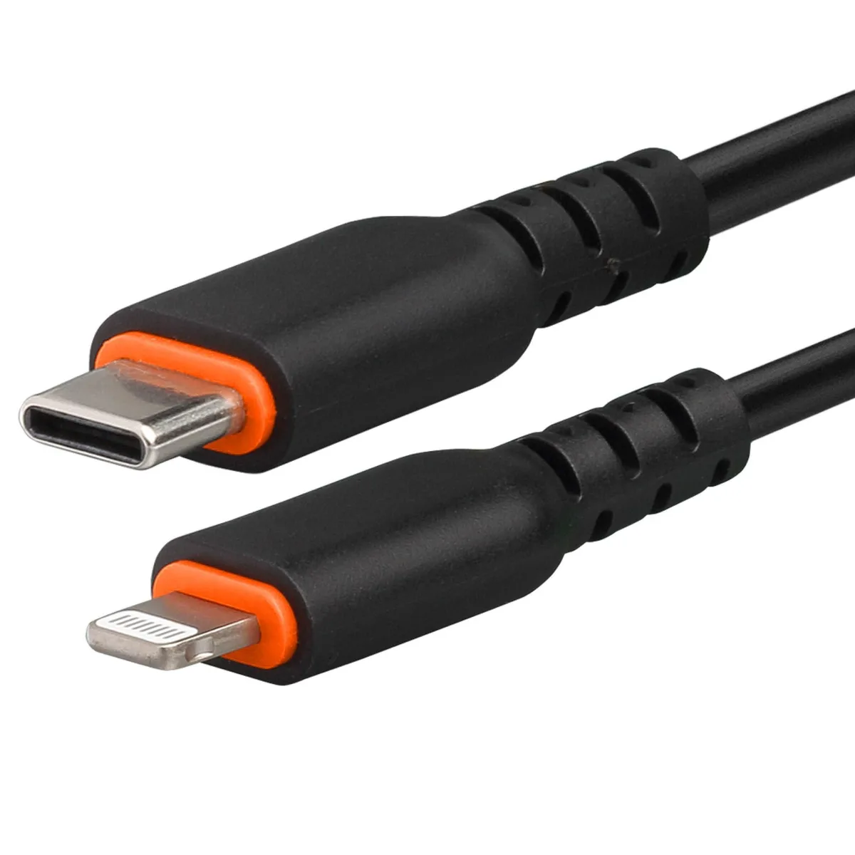 Black USB-C to Lightning cable, 3.28 ft, PVC jacket, MFi certified, 100K bend rated