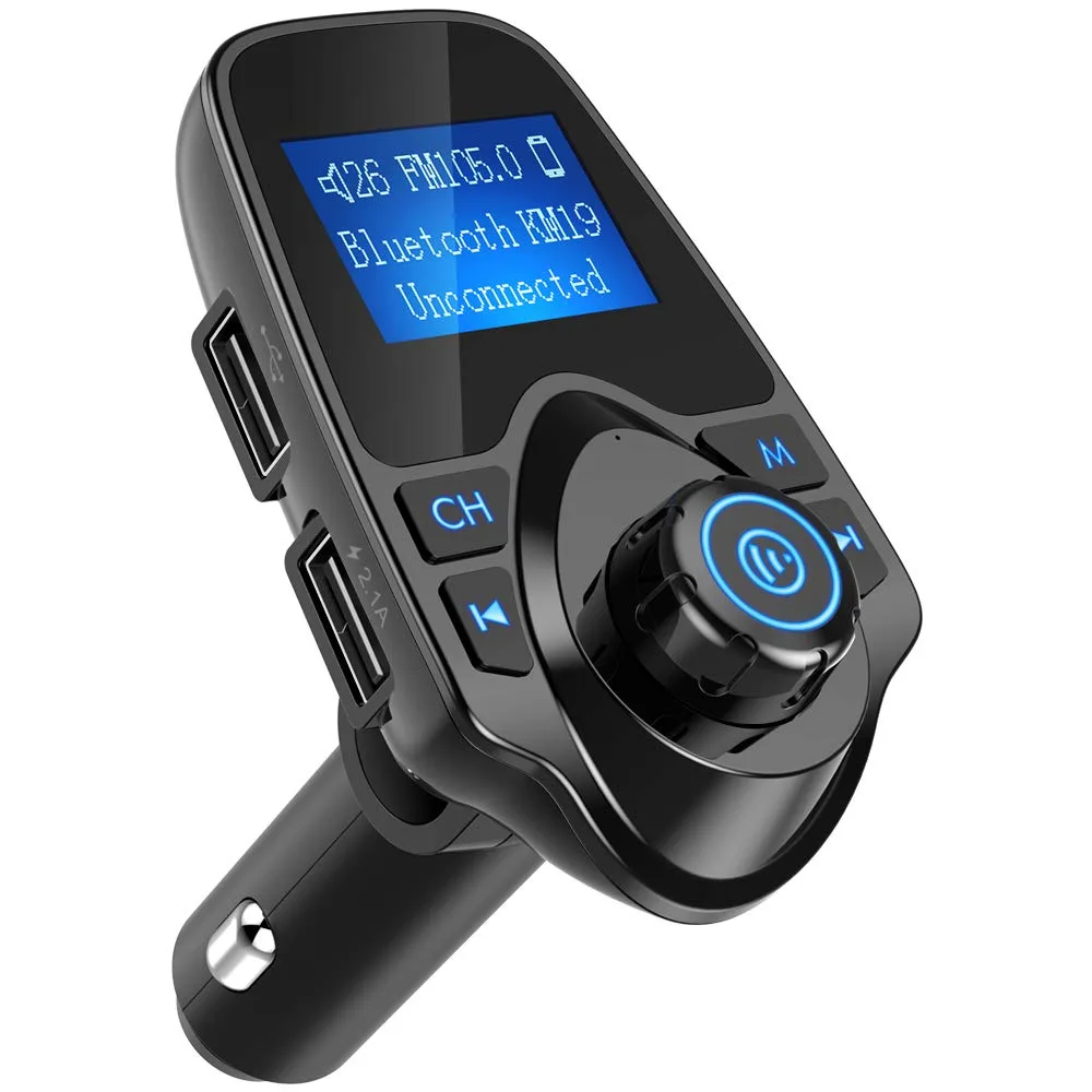 ESTONE ESTONE T11-Black FM Transmitter 1.44" 87.5-108.0MHz 3.5mm car electronics accessory — product photo