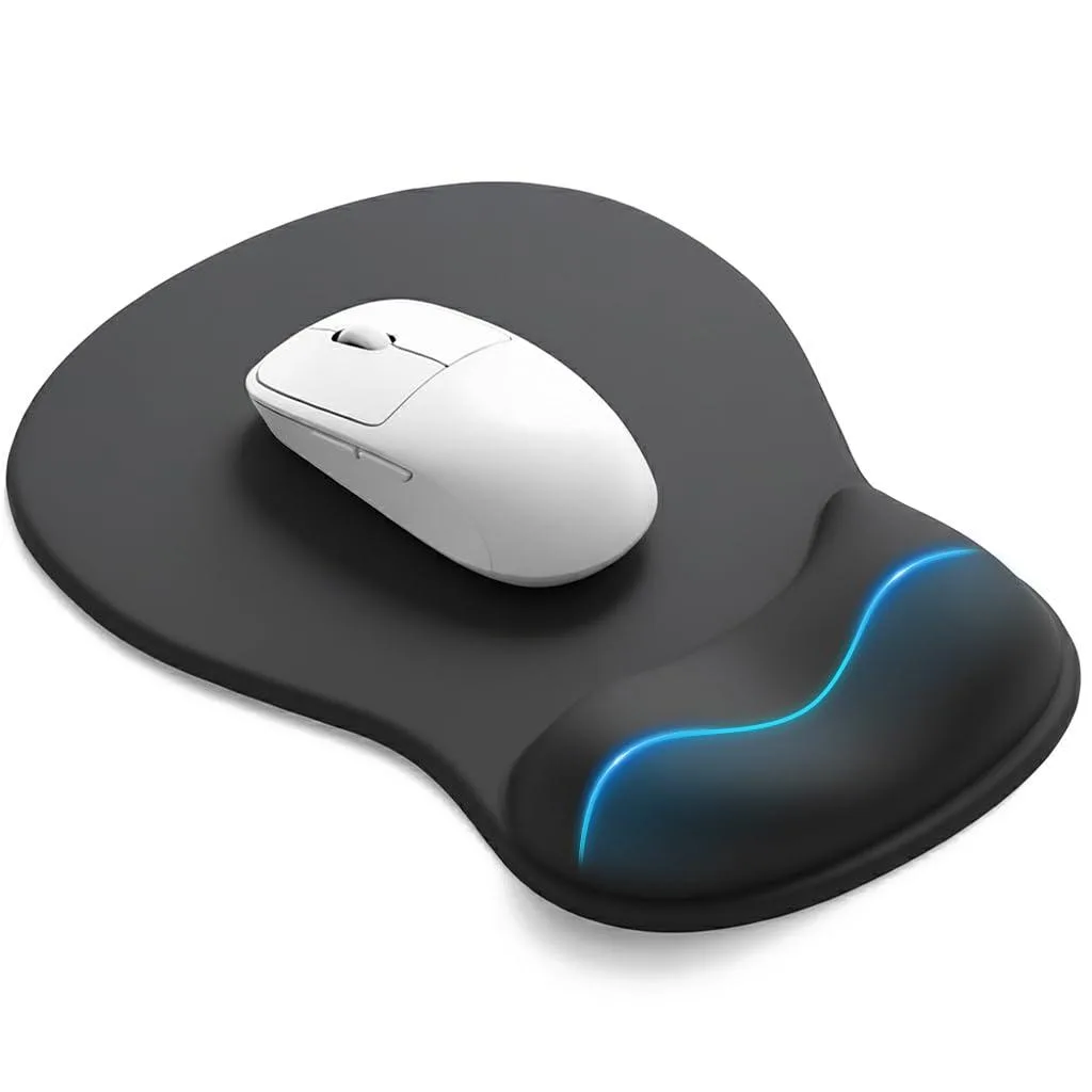  eulps Gel Mouse Pad with Wrist Rest All Black 9.0 x 6.0 x 0.1 in — product photo